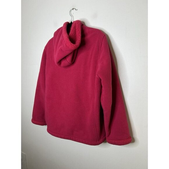 Lands End Fleece Lined Toogle Jacket Zipper Hood Pink Winter Size Medium - Picture 4 of 11